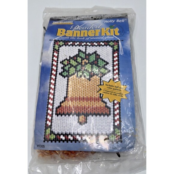 The Beadery Christmas Holly Bell Beaded Banner Kit Look of Stained Glass R81773 - Picture 2 of 8
